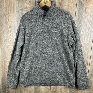 Eddie Bauer Mens Fleece Mock Neck Snap Pullover Gray Heather Large